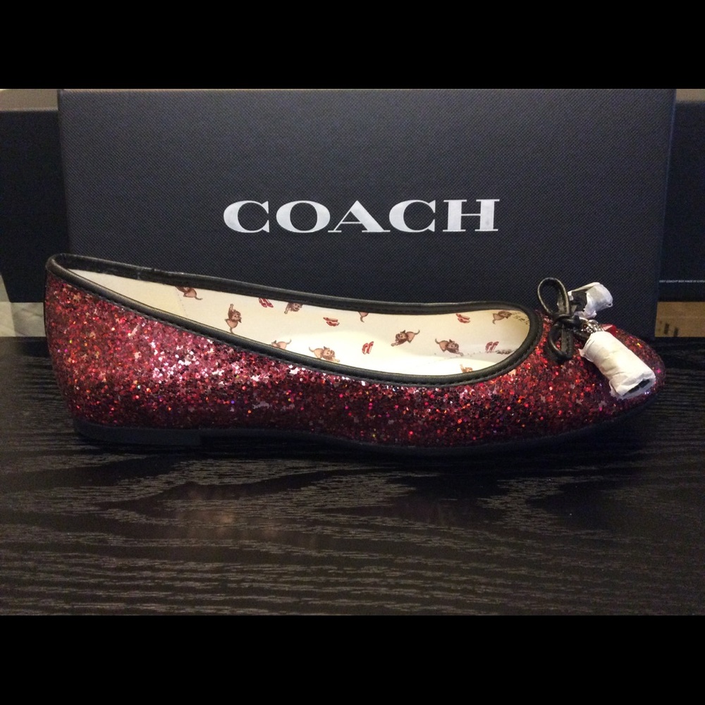 New! Coach Red Glitter Wizzard of Oz Flats! - Picture 1 of 7